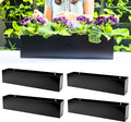 LaLaGreen Wall Planters for Outdoor (24 Inch, 4 Pack) Carbon Steel Black Metal Hanging Flower Pot for Succulents, Wall Mount Rectangular Window Sill Box Fence Floating Garden Shelf Deck Indoor Decor