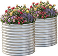 AHEONLAR 2 Pack 3x3x3ft Round Galvanized Raised Garden Bed Outdoor Metal Planter Bed Box for Vegetables Gardening