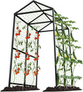 Metal Garden Arch Trellis for Climbing Plants Outdoor, 7.1FT Extra Tall Cucumber Trellis for Raised Bed, Plant Trellis for Vegetable Fruit Flower Vine（Black）