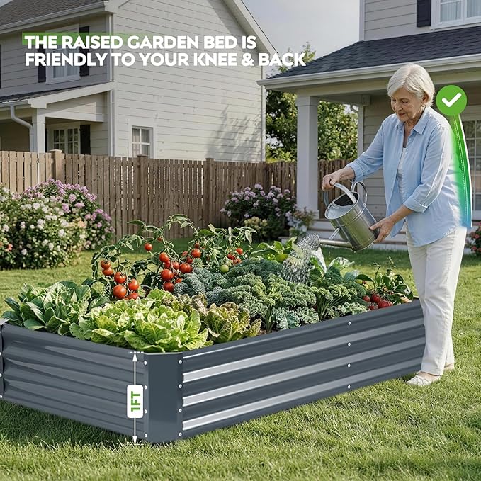 ZORMY 2Pack 6×3×1ft Galvanized Raised Garden Bed Kit, Metal Planter Boxes Outdoor, Large Raised Beds for Vegetables, Fruits, and Flowers - Grey