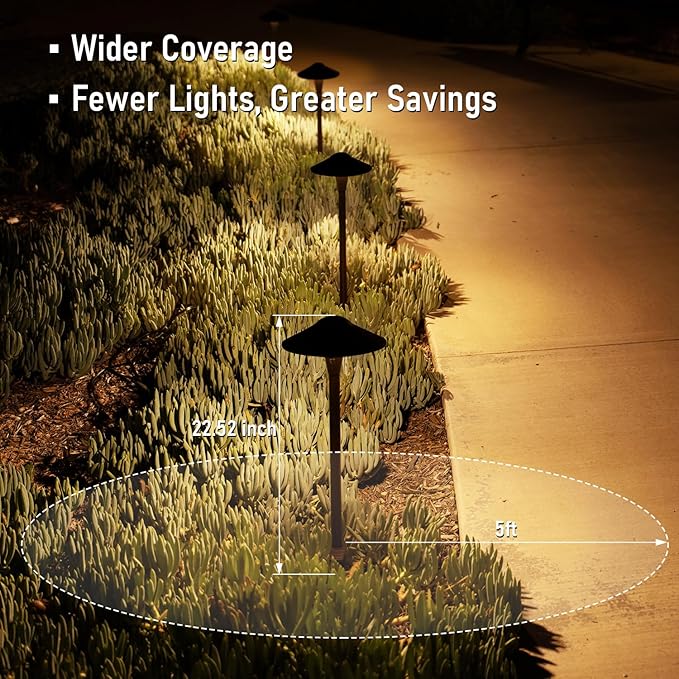 LEONLITE Update 5CCT Low Voltage Pathway Lights, LED Landscape Path Lights, 1800/2700/3000/4000/5000K, Saucer Head, 12-24V AC/DC, IP65 Outdoor Walkway Light, Oil Rubbed Bronze Aluminum, Pack of 6