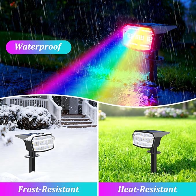 Sucolite 6-Pack Solar Spot Lights Outdoor Waterproof IP65, 3 Lighting Modes 2-in-1 Solar Landscape Spotlights for Yard, 59 LED Solar Powered Wall Lights for Garden Pathway Driveway Walkway, Multicolor
