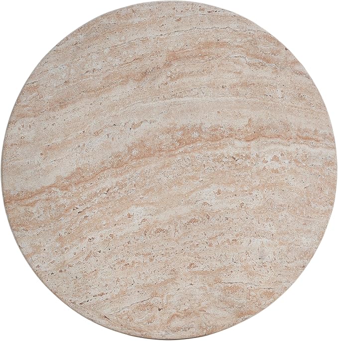 Christopher Knight Home Jayme 22.5" Indoor Outdoor Round Top Accent Side Table, Patio Decorative End Table, Lightweight Concrete Garden Stool for Patio Living Room Balcony & Garden Decor, Travertine