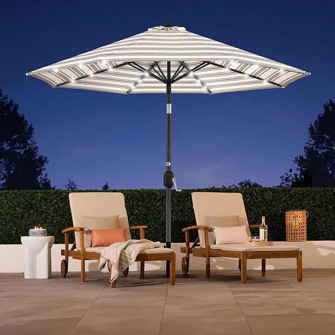 Best Choice Products 10ft Solar Polyester LED Lighted Patio Umbrella w/Tilt Adjustment and UV-Resistant Fabric