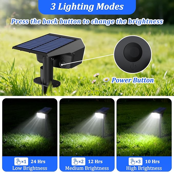 Sucolite 6-Pack Solar Spot Lights Outdoor Waterproof IP65, 3 Lighting Modes 2-in-1 Solar Landscape Spotlights for Yard, 59 LED Solar Powered Wall Lights for Garden Pathway Driveway Walkway, Cool White