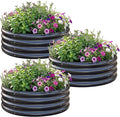AHEONLAR 3Pack 2x2x1 ft Round Galvanized Raised Garden Bed Kit Round Metal Flower Box Large Planter Raised Beds Outdoor Garden for Planting,Fruit,Herb-Grey