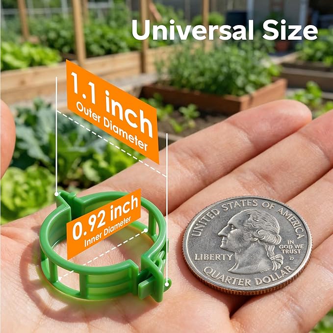 100pcs Tomato Clips for Climbing plants, Plastic Trellis Plant Support Clips for Garden, Reusable Clips for Supporting Grape Tomato Vine and Vegetables Plants to Grow Upright Makes Plants Healthier