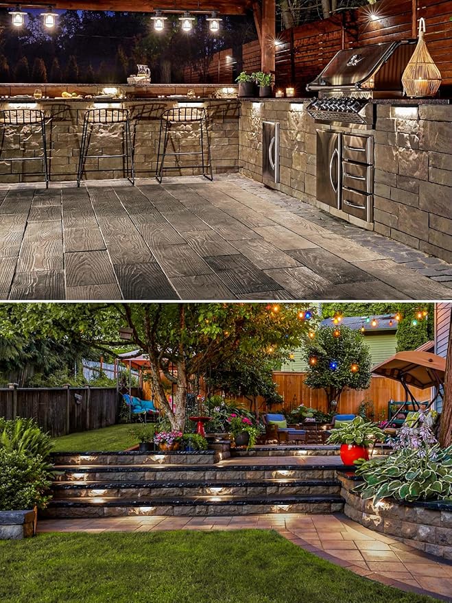 5W Retaining Wall Lights,7 inch LED Hardscape Lighting, Waterproof Low Voltage Landscape Lights,12V Step Lights Outdoor,3000K Soft White Patio Walls Stairs Lighting,12-Pack with Connectors