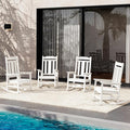SERWALL Oversized Outdoor Rocking Chair Set of 4, HDPE Outdoor Rocking Chair for Adults, White