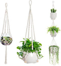 3 PCS Macrame Plant Hanger Indoor Hanging Planter Basket with Wood Beads Plants Holder Decorative Flower Pot Holder (POTS NOT Included) (Ivory White)
