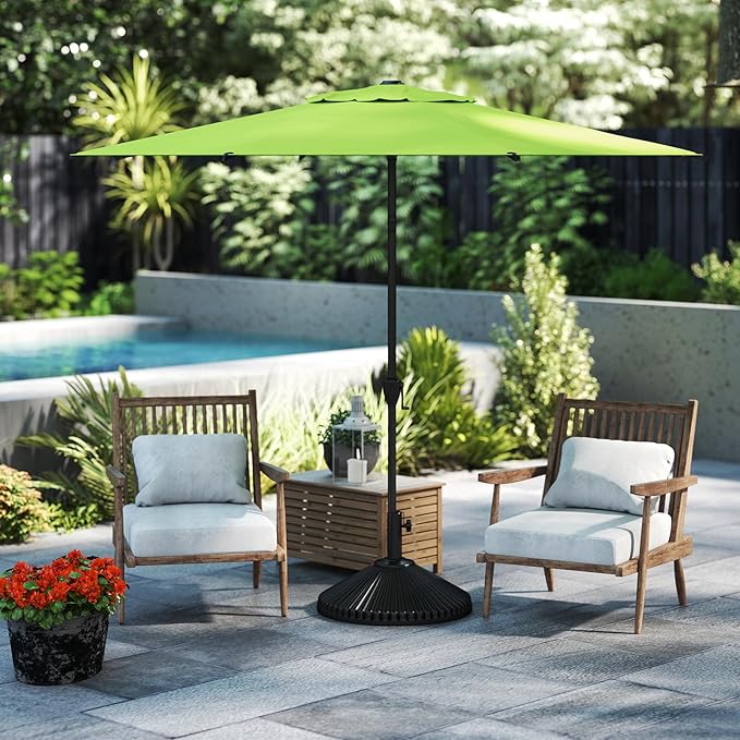 Abba Patio 9FT Lyon Outdoor Patio Umbrella Outdoor Table Umbrella with Crank Market Umbrella 8 Sturdy Ribs UV Protection Waterproof and Push Button Tilt for Garden Deck Backyard Pool,Lime