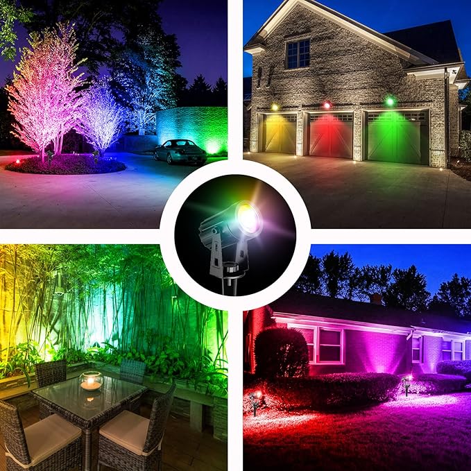 T-SUN Color Changing Solar Lights for Outside,Solar Spot Lights Outdoor Waterproof, Dual Head LED Landscape Spotlights for Garden, Pond, Yard, Trees, Pathway(RGB)