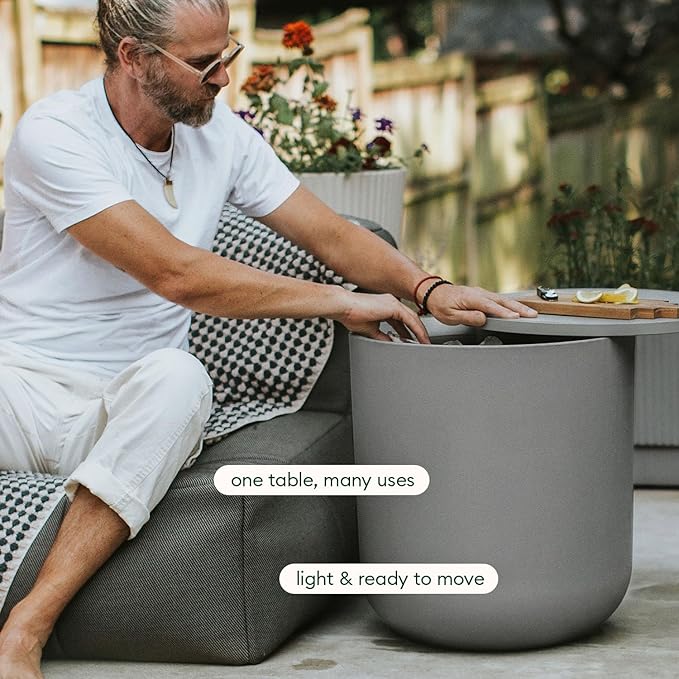 Veradek Kona Cooler Side Table – 2-in-1 Outdoor Patio Side Table w/Cooler | Insulated 40L Capacity | Modern Accent Décor for Hosting, BBQ, Poolside