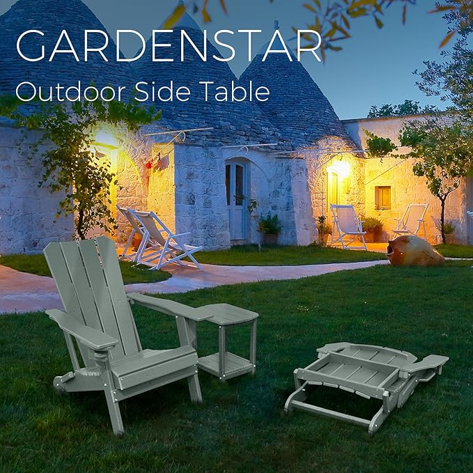 Adirondack Square Outdoor Side Table,2-Tier Storage Patio Side Table, HDPE End Tables for Backyard Pool Porch Garden Lawn