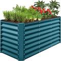 Best Choice Products 4x2x2ft Outdoor Metal Raised Garden Bed, Deep Root Box Planter for Vegetables, Flowers, Herbs, 119 Gallon Capacity, 100% Non Toxic Materials - Peacock Blue