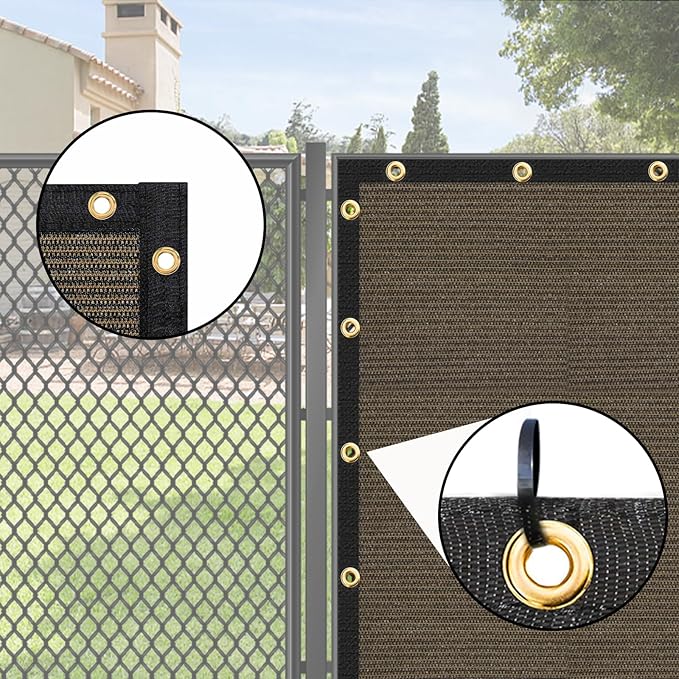 UPGRADE Privacy Screen 3' x 16' Fence Commercial Shade Cover with Brass Grommets Heavy Duty Perfect for Outdoor Back Yard, Brown, Customizable