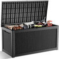 320 Gallon Outdoor Deck Box, Lockable Waterproof Outdoor Storage Boxes For Garden Tools,Indoor Cushions,Accessories Outside Storage Resin Weatherproof Container(Black)