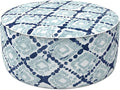 LVTXIII Inflatable Stool Ottoman Footrest with Handle, Decorative Fade-Resistant Foot Stool, Indoor or Outdoor Pouf for Home Garden and Camping Use, 21x21x9, Boho Geometry Blue