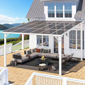 AECOJOY 12' x 12' White Gazebo Outdoor Pergola for Patio, Large Wall-Mounted Hard Top Lean to Metal Gazebo Shelter Pergolas and Gazebos Clearance with Patio Roof, Heavy Duty Awnings for Patio