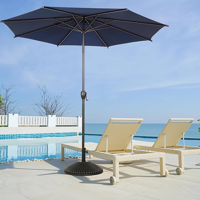 Abba Patio 11FT Lyon Outdoor Patio Umbrella Outdoor Table Umbrella with Push Button Tilt and Crank Market Umbrella 8 Sturdy Ribs UV Protection Waterproof for Garden Deck Backyard Pool, Navy Blue
