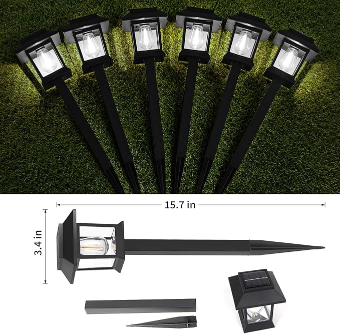 Greluna Solar Lights Outdoor,12 Pack 6000K Waterproof Auto On/Off Solar Pathway Lights for Your Garden, Landscape, Path, Yard, Patio, Driveway,Walkway Decor