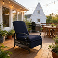 Kozyard Adjustable Outdoor Reclining Lounge Chair, Cushioned Patio Chaise Lounge with Extendable Metal Frame for Sunbathing, Reading & Relaxing – Comfortable Outdoor Recliner(Navy Blue)
