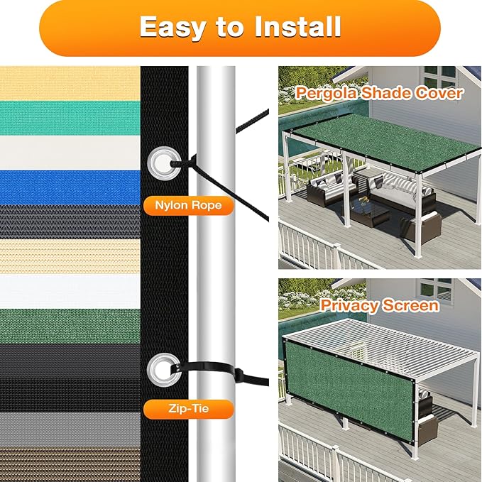 Artpuch Outdoor Pergola Shade Cover 4' X 7' Sun Shade Cloth with Grommets, 90% UV Protection Canopy Patio Privacy Screen (Customized Available) GN107, Green