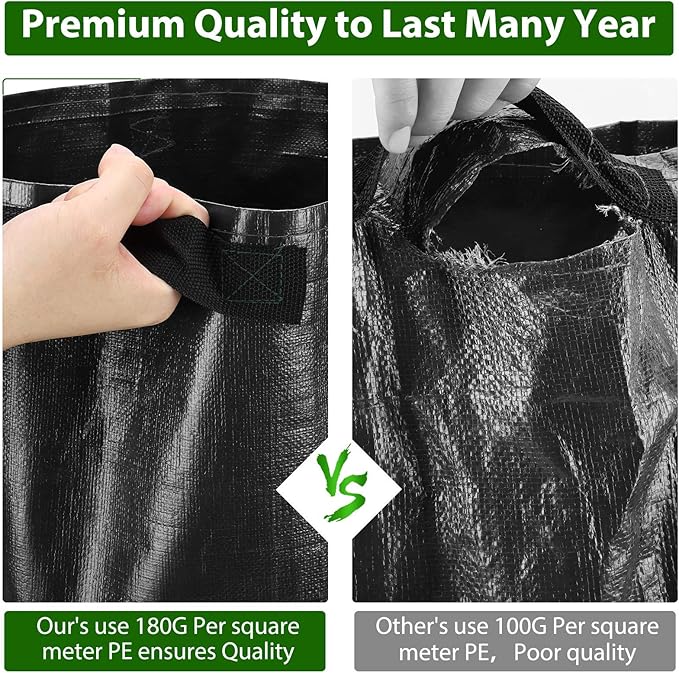 JJGoo Potato Grow Bags, 4 Pack 10 Gallon with Flap and Handles Planter Pots for Onion, Fruits, Tomato, Carrot - Black