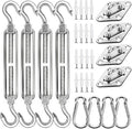 yofit 44 Pcs Shade Sail Hardware Kit, 6 Inch Outdoor Sun Sail Accessories, 304 Stainless Steel Turnbuckles & Brackets for Triangle/Rectangle Sails, Patio Canopy Installation Hardware Set Waterproof
