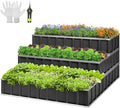 VIVOSUN 3-Tier Metal Raised Garden Bed, 46" x 46" x 24" Galvanized Steel Metal Outdoor Planter Box with Gloves and Scissors to Grow Flowers, Vegetables and Herbs for Outdoor Gardening, Dark Gray