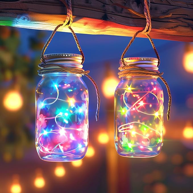 Minetom Multicolored Fairy String Lights, 33 Ft 100 Led Waterproof Starry Firefly String Lights Plug in on Silver Wire, Perfect for Crafts DIY Christmas Party Wedding Bedroom Indoor Decorations