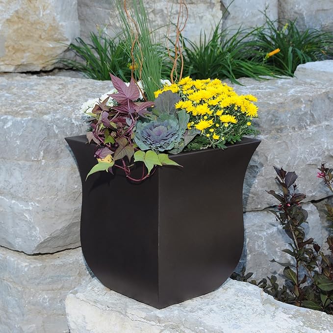 Mayne 5873-ES Polyethylene Planter, Espresso 16x16