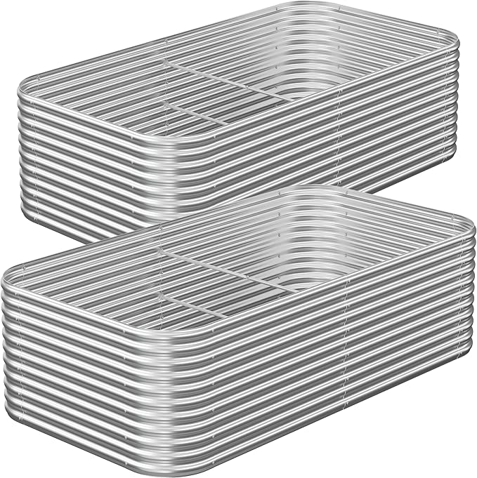 2 Pack Tall 6x3FT Raised Beds for Gardening, Corrugated Galvanized Steel Raised Garden Bed, Outdoor Metal Above Ground Garden Bed for Vegetables and Flowers