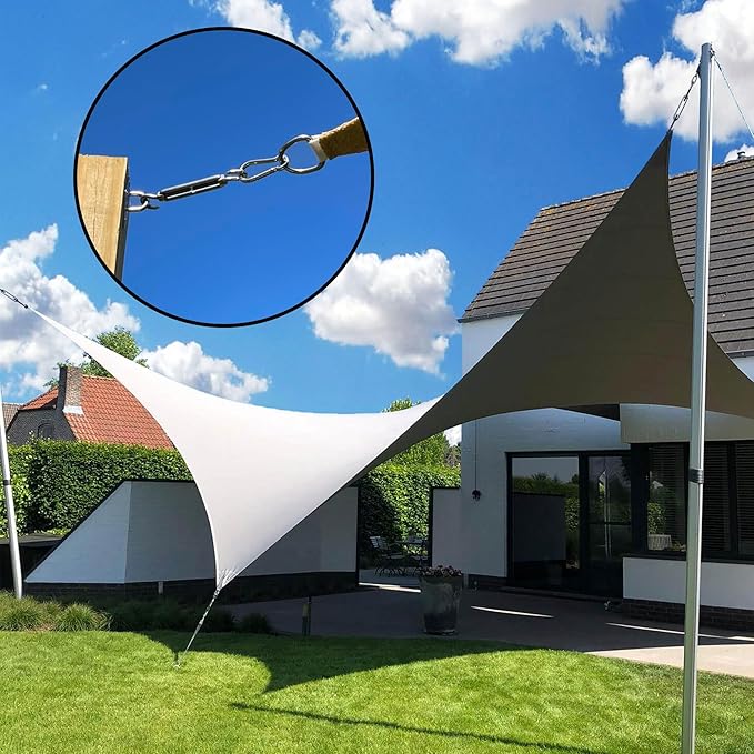 YOFIT 44 Pcs Shade Sail Hardware Kit, 5 Inch Outdoor Sun Sail Accessories, 304 Stainless Steel Turnbuckles & Brackets for Triangle/Rectangle Sails, Patio Canopy Installation Hardware Set Waterproof