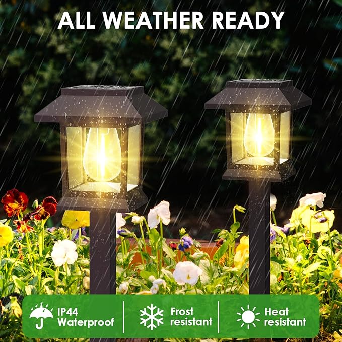 Solar Outdoor Lights, 12 Pack Solar Pathway Lights Waterproof, Landscape Lighting for Path Walkway Lawn Garden Yard Outside Décor, Brown