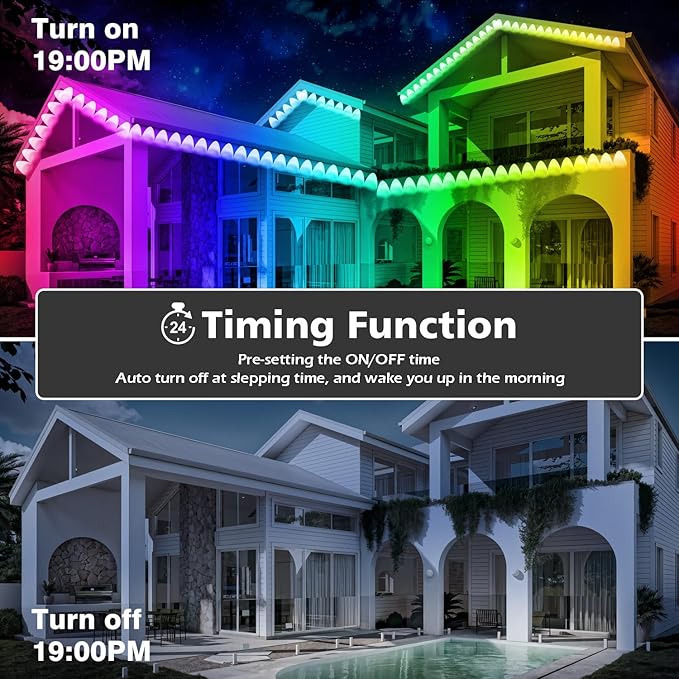 FBZ 300FT Permanent Outdoor RGB Lights - IP67 Waterproof with Smart App Control Remote,DIY Scene Modes, Music Synchronization,Eaves Lights for Garden Decor,Deck,Christmas