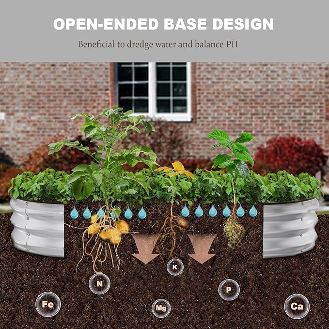Raised Garden Bed, 6x3x1ft Galvanized Outdoor Planter Beds with Safety Edging and Gloves, Oval Metal Planter Box for Gardening Vegetables Flowers Herb-Sliver