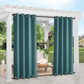 NICETOWN 2 Panels Windproof Outdoor Curtains Top and Bottom Grommet for Patio Waterproof, Fixed Outdoor Blinds Keep Warm & Privacy Thermal Insulated Blackout Drapes for Cabana, W52 x L84, Teal