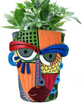 Abstract Face Planter Pots for Plants,Hand-Painted Colorful Flower Pots with Drainage, Indoor Outdoor Garden Decor Gift(Modern,Large)