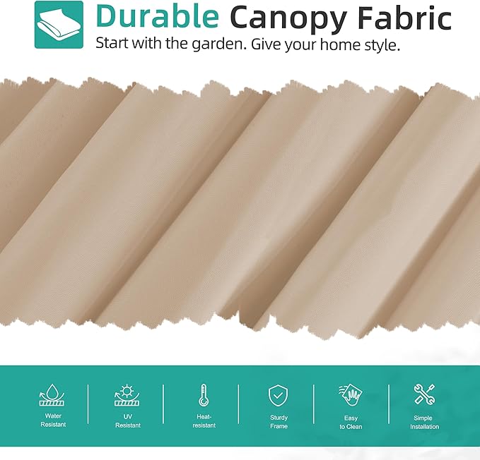 Shintenchi Patio Offset Umbrella with Easy Tilt Adjustment,Crank and Cross Base, Outdoor Cantilever Hanging Umbrella, Sunshade Free Standing Canopy, Khaki