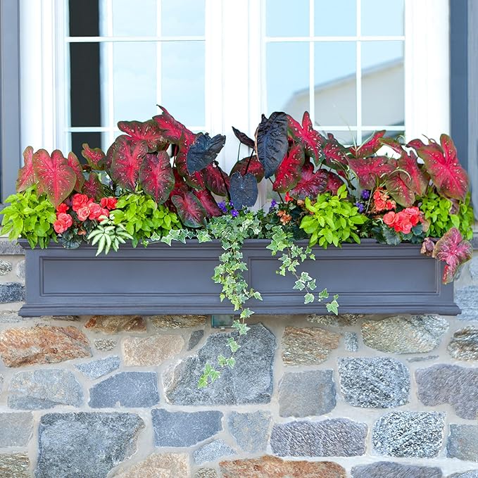 Mayne Fairfield 5-Foot Window Box – Self-Watering, Weather-Resistant Planter for Flowers – Durable Design for Outdoor Use, Perfect for Windows