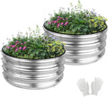2 Pack 2x2x1ft Round Galvanized Raised Garden Bed Kits, Raised Garden Beds Metal Planter Outdoor Easy Assembly Garden Bed for Planting Vegetables, Fruits & Flowers, Sliver