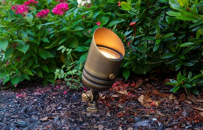 VOLT Fat Boy 12V Brass Outdoor Mini Spotlight (Bronze) for Low Voltage Landscape Lighting of Yard, Lawn, Garden, Patio, Trees & House