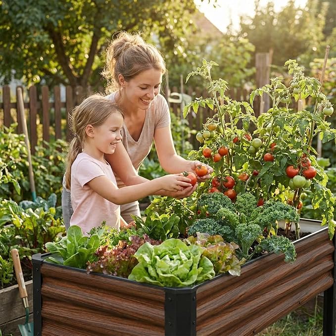 SnugNiture Raised Garden Bed with Legs, 48×18×32in Outdoor Metal Elevated Raised Planter Box for Backyard, Patio, Balcony