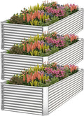3 Pack Tall 4x2FT Corrugated Galvanized Steel Raised Garden Bed Outdoor, Metal Above Ground Garden Bed for Vegetables and Flowers, Rectangle Raised Beds for Gardening