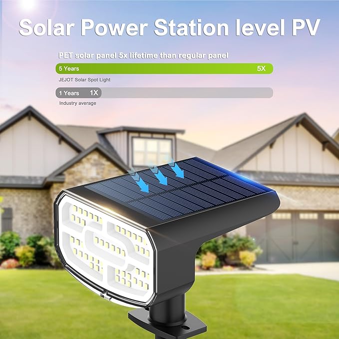 DAMINY Solar Spotlights Outdoor Waterproof IP65,2 CCT(Warm White & Cool White),4 Lighting Modes Solar spot Lights for Yard,Garden,Pathway,Landscape,Auto On/Off-8 Pack
