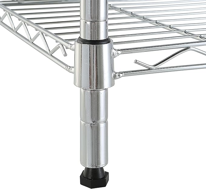Amazon Basics 5-Shelf Tower Adjustable Storage Shelving Unit, Chrome, 16" x 16" x 54", 150 lbs Per Shelf | Tower, Adjustable