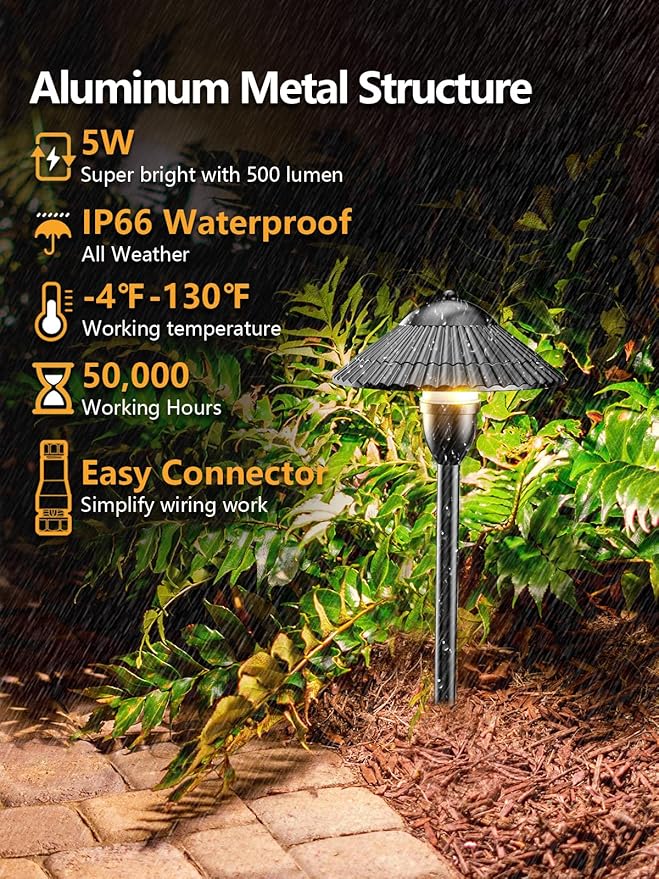 ZUCKEO LED Landscape Lighting Low Voltage Pathway Lights 12V 24V Landscape Light Kit, Outdoor Aluminum Landscape Spotlights Path Lights Waterproof for Garden Yard House Decoration(12Pack)