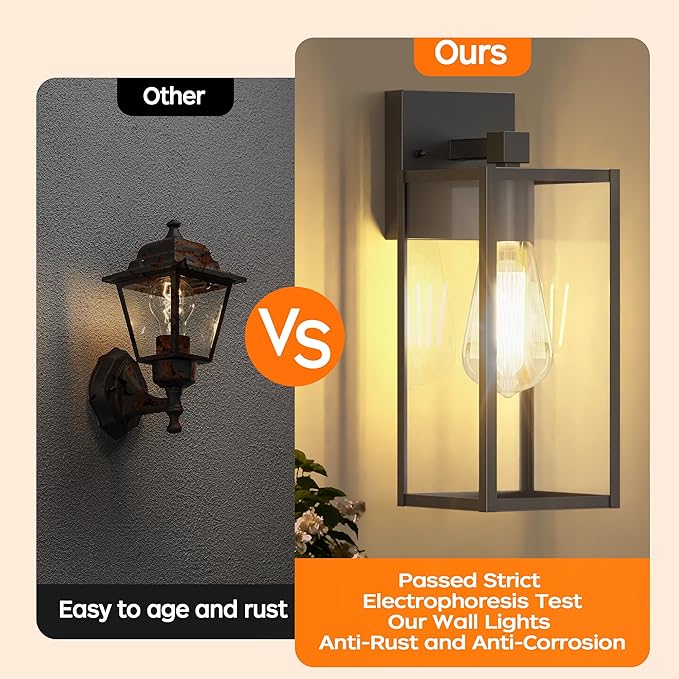 WIHTU 13in Outdoor Light Fixture Wall Mount, LED Exterior Lighting fixtures for Outside, Front Porch Lights, Waterproof Wall Sconce Lantern Lamp, Black Coach Lights for House, Patio, Garage, Doorway