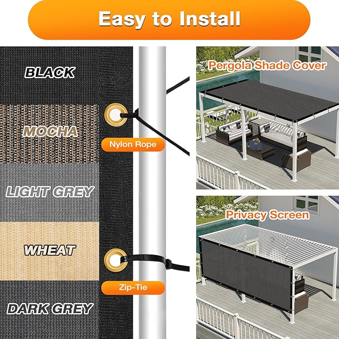 Artpuch Outdoor Pergola Shade Cover 16x21 FT Sun Shade Cloth with Grommets Dark Grey 90% UV Protection Canopy Patio Privacy Screen (Customized Available)
